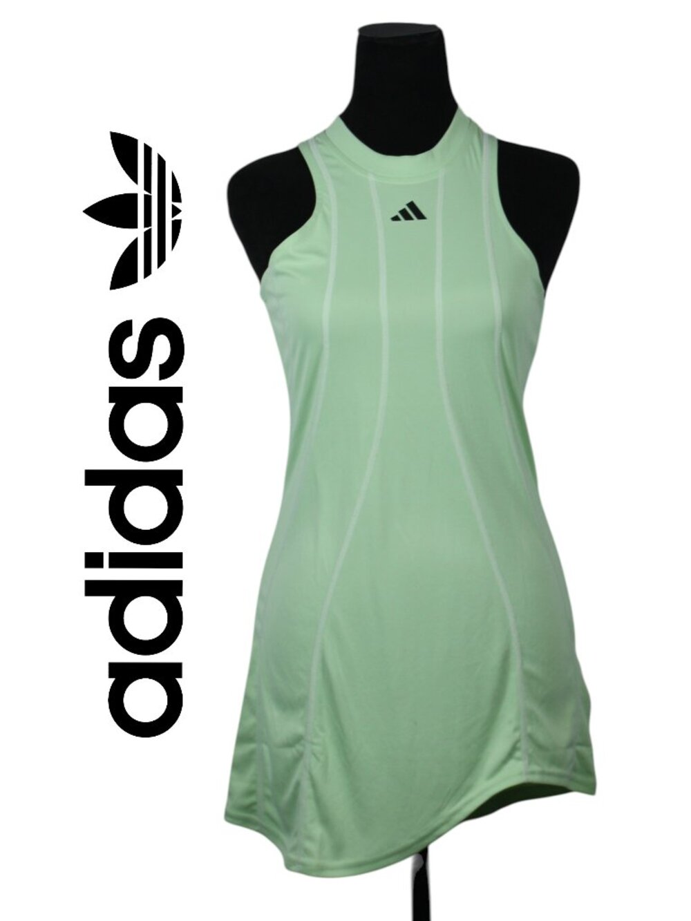 Adidas Girls Mint Green Tennis Dress with Asymmetrical Hemline Size Large